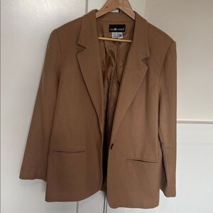 Sag Harbor Vintage Women’s Tan 100% Pure New Virgin Wool Blazer Jacket Size 16